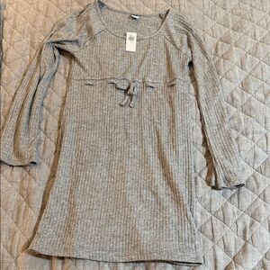 Old Navy Gray Ribbed Knit Dress